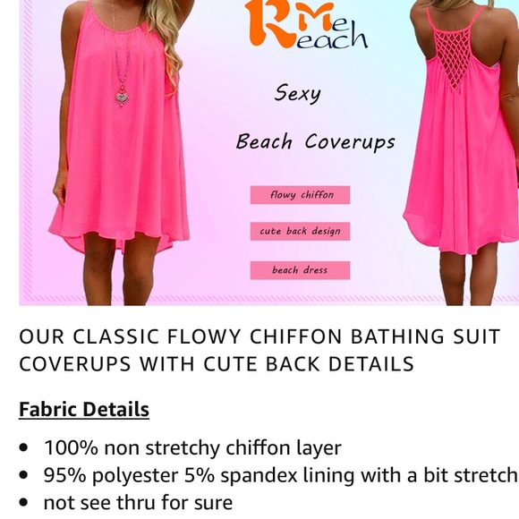 ReachMe Womens Spaghetti Strap Bathing Suit Cover Up - Picture 6 of 6